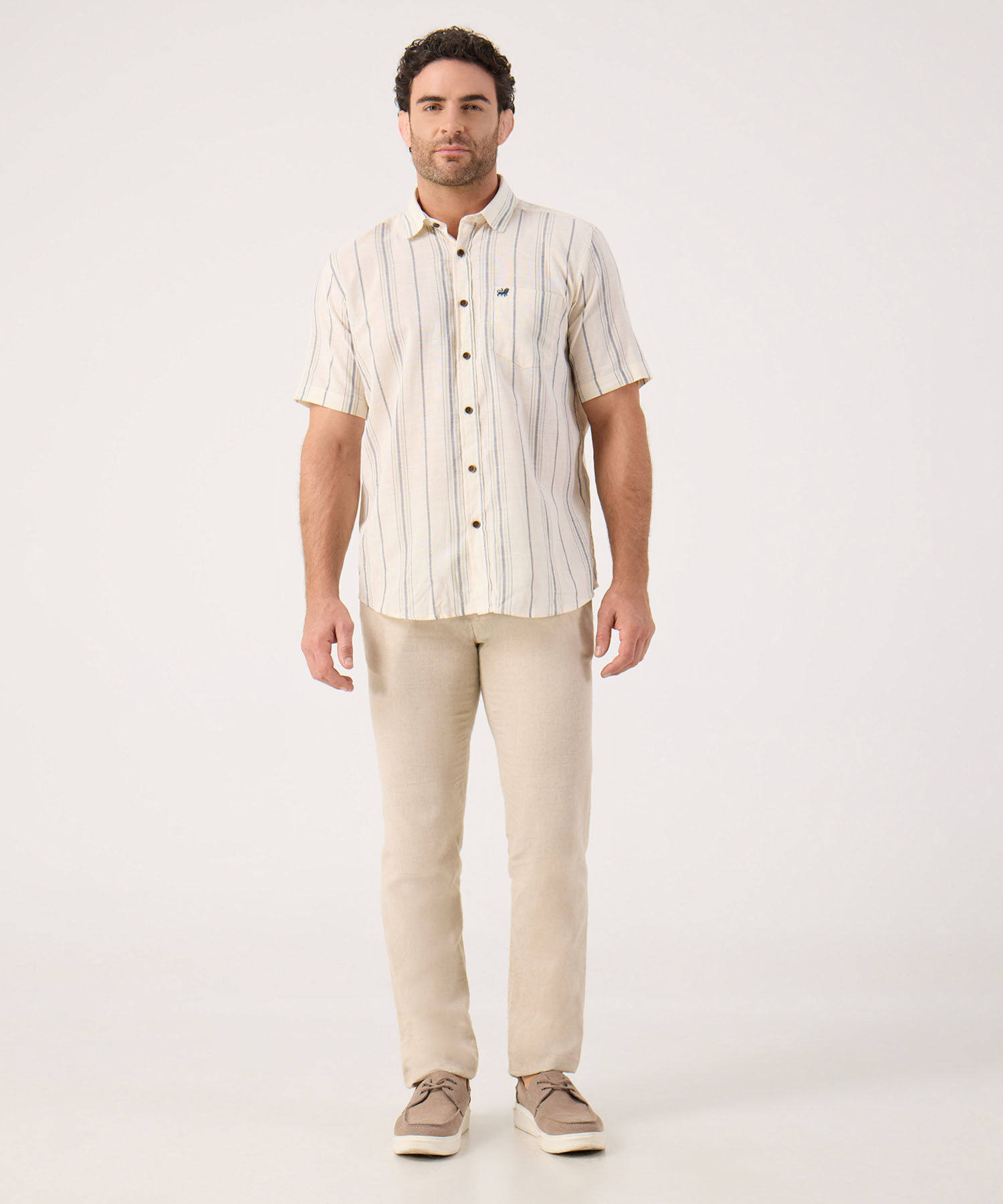 Camisa A Rayas Con Bolsillo 